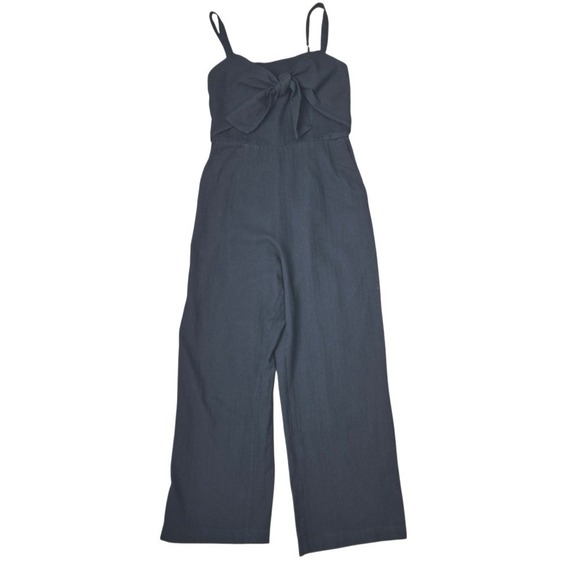 Abercrombie And Fitch black Linen Cotton blend Wide Leg Jumpsuit L - Picture 11 of 12